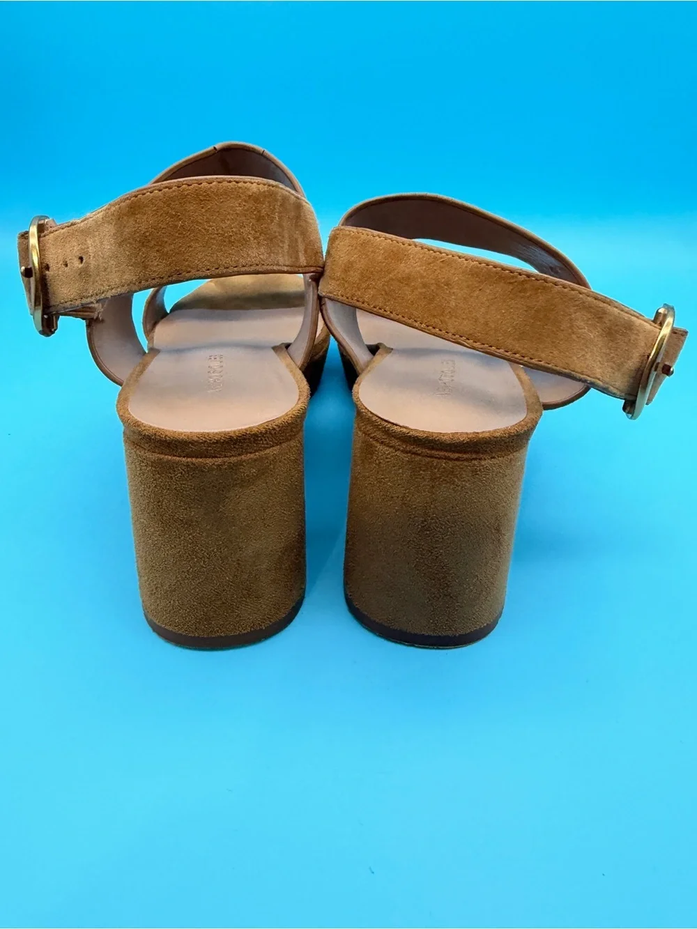 AEROSOLES Camera Platform Sandal in cognac suede